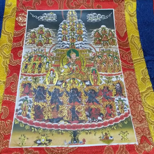 Tranh Thangka Cõi Cực Lạc_35x20cm